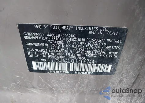 2014 Subaru Forester 2.5I из США, поврежденный, VIN JF2SJAACXEH466744